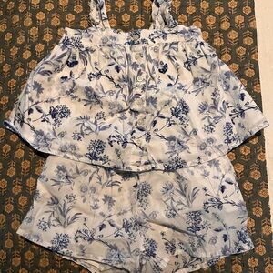 Floral Blue and White Two-Piece Set